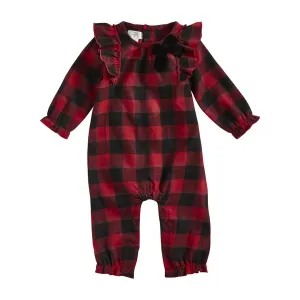 Baby Buffalo Check Flannel One-Piece In Red
