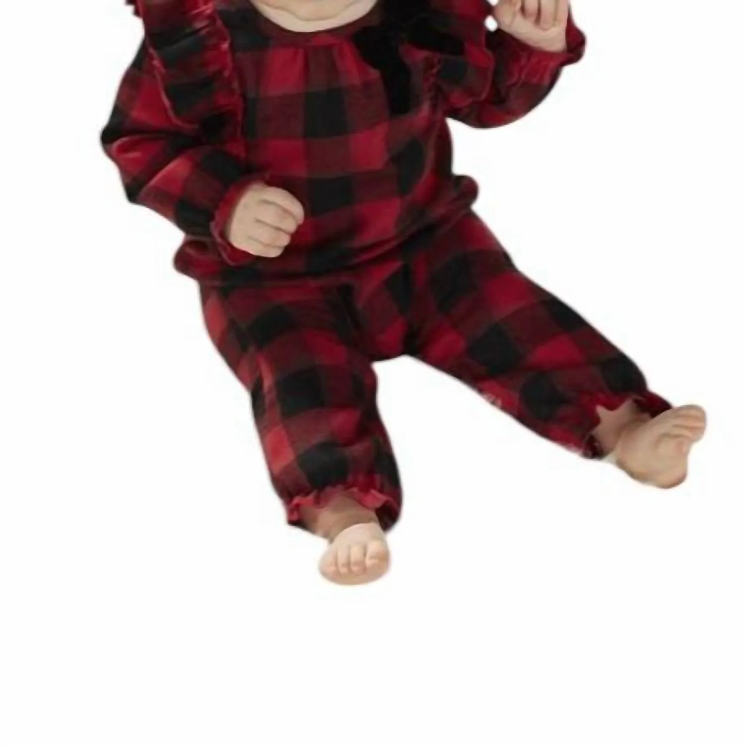Baby Buffalo Check Flannel One-Piece In Red