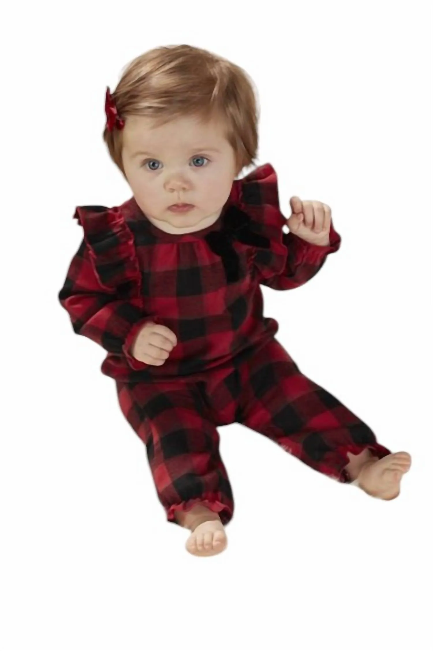 Baby Buffalo Check Flannel One-Piece In Red