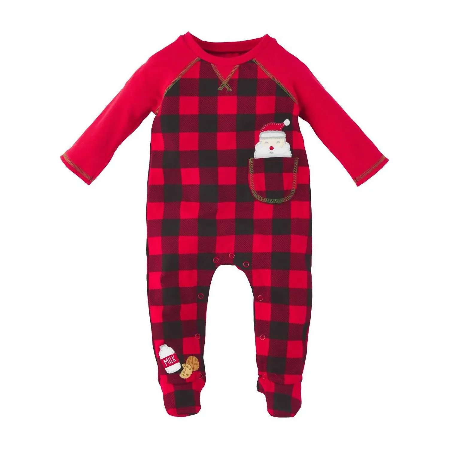 Baby Buffalo Check Santa Sleeper Footies In Red