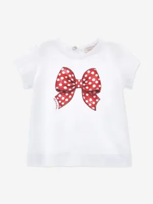 Baby Girls Bow Print T-Shirt in White