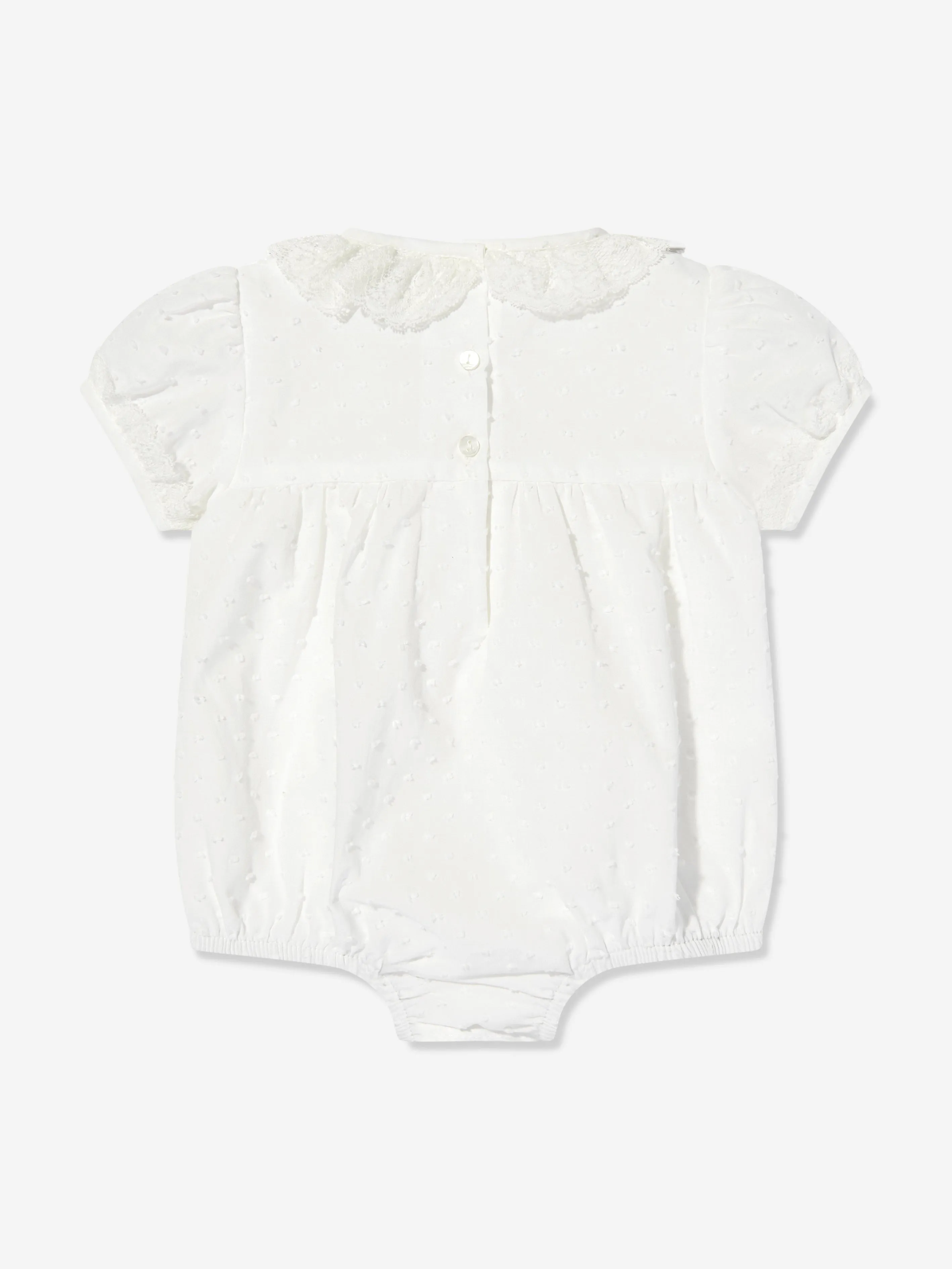 Baby Girls Bubble Romper and Bonnet in Ivory