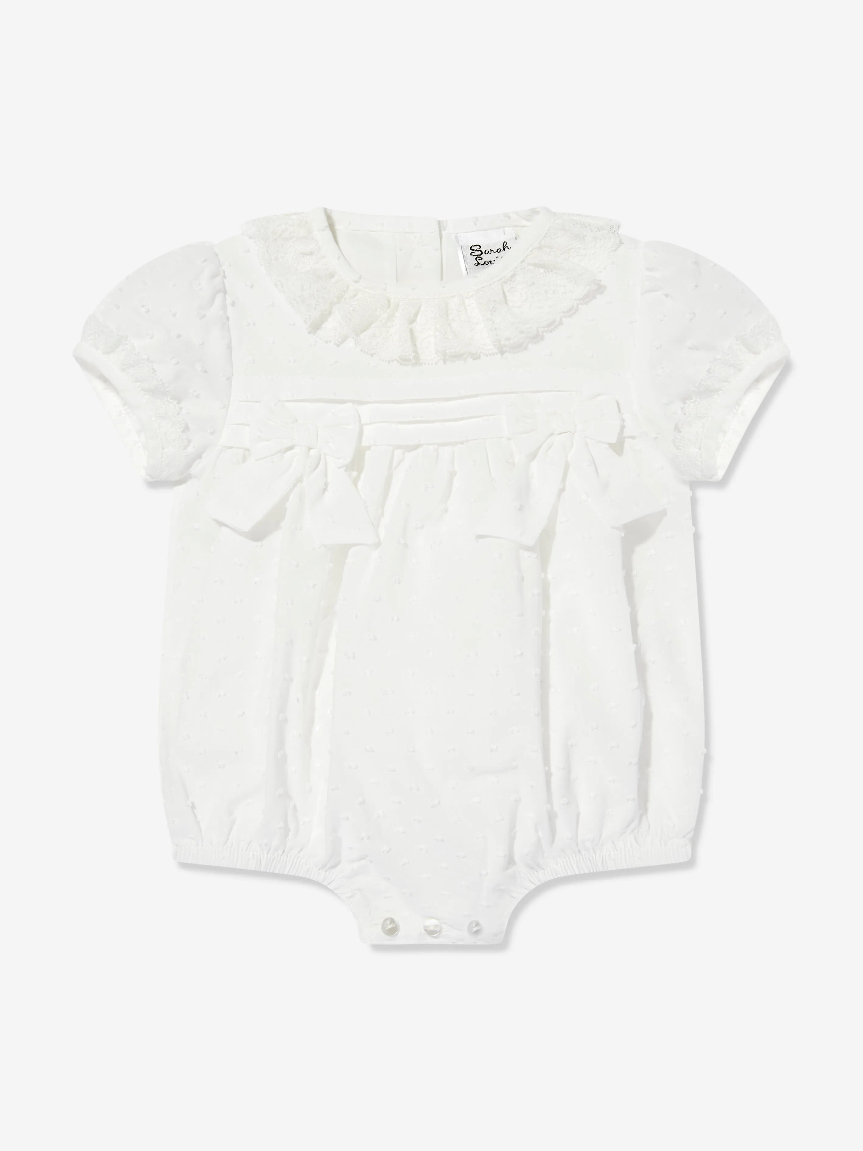 Baby Girls Bubble Romper and Bonnet in Ivory