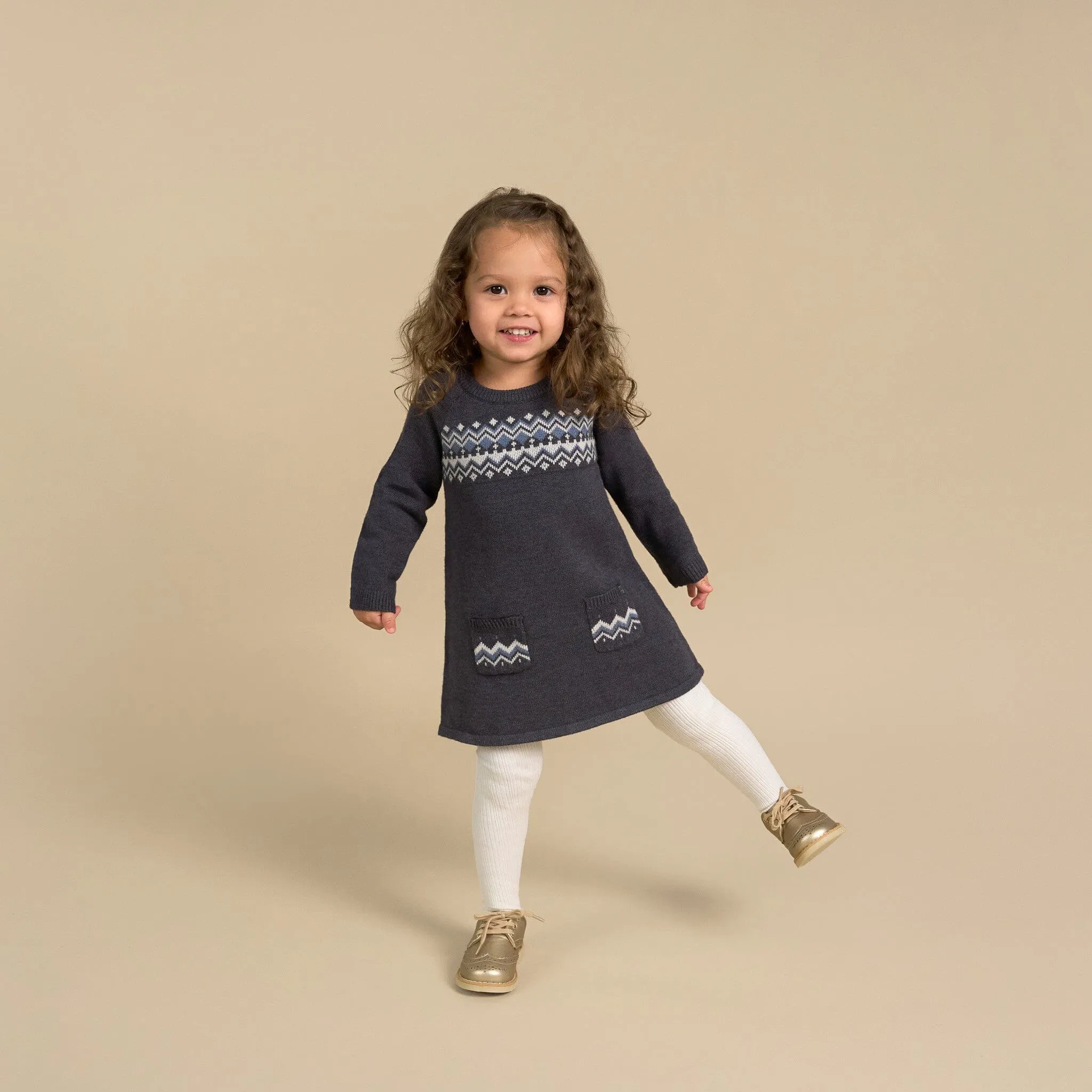 Baby Girls Dark Grey Heather Fair Isle Sweater Dress Gerber Childrenswea