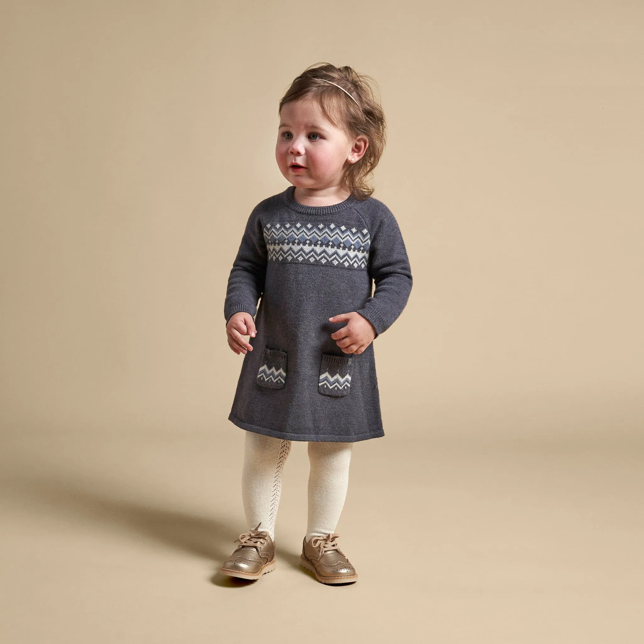 Baby Girls Dark Grey Heather Fair Isle Sweater Dress Gerber Childrenswea