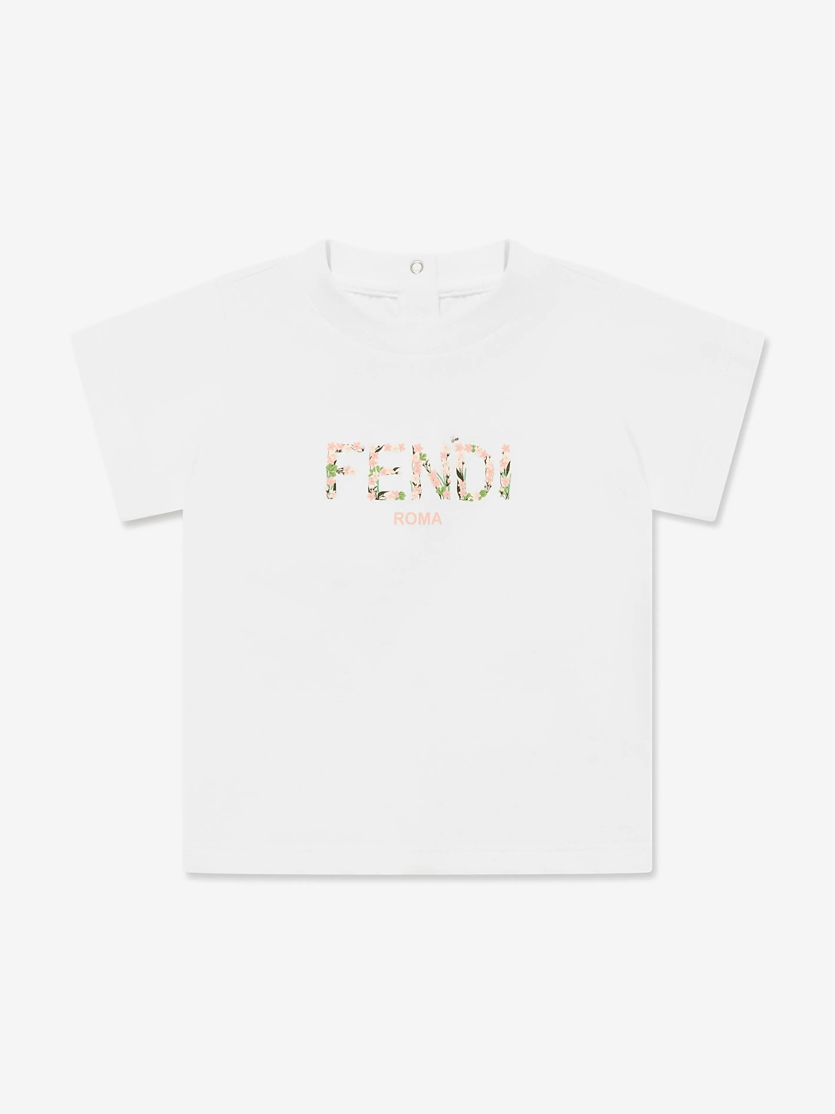 Baby Girls Flower Logo T-Shirt in White
