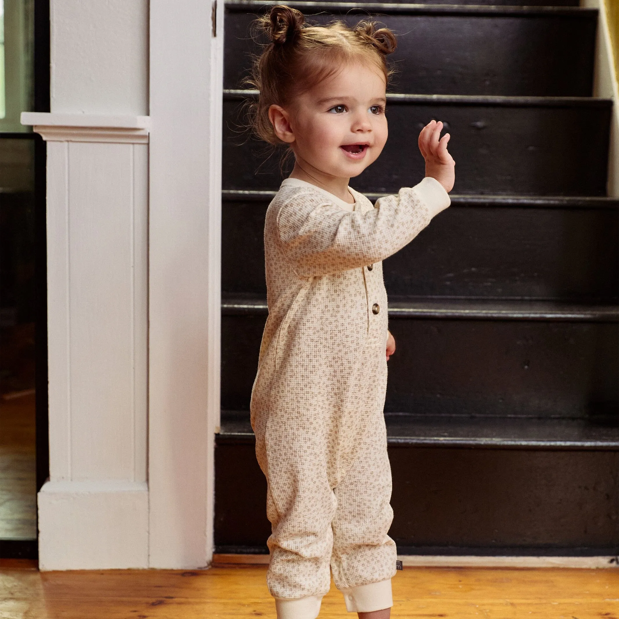 Baby Girls Ivory Ditsy Floral Waffle Slouch Romper Gerber Childrenswea