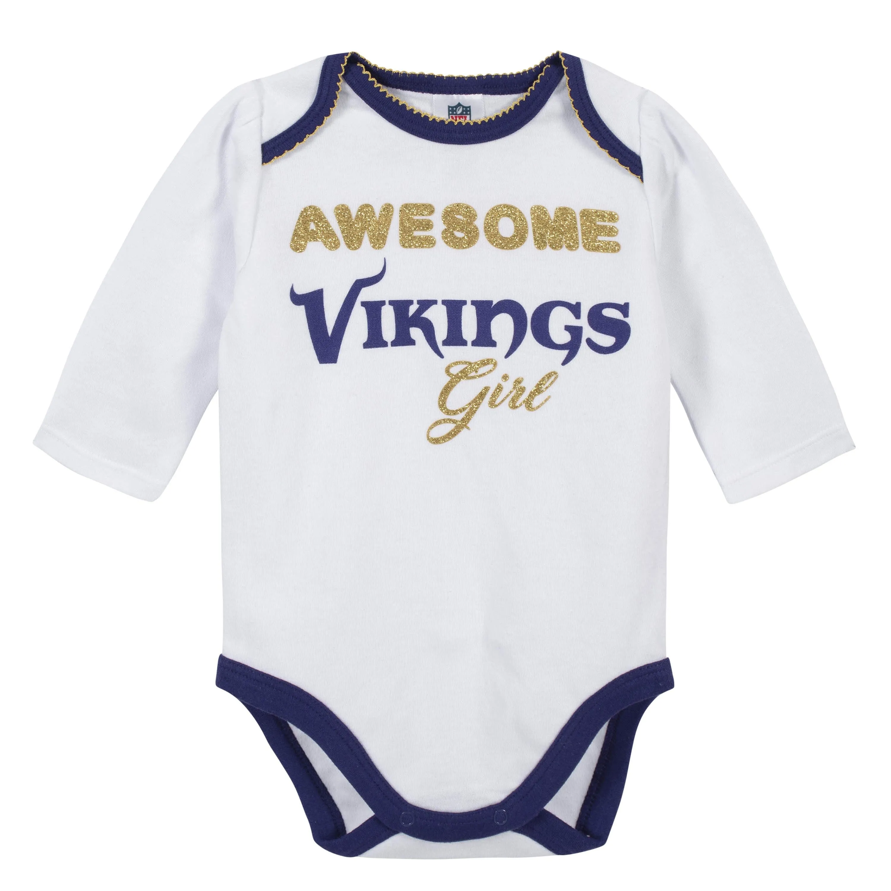 Baby Girls Minnesota Vikings 3-Piece Bodysuit, Footed Pant, and Cap Set Gerber Childrenswea