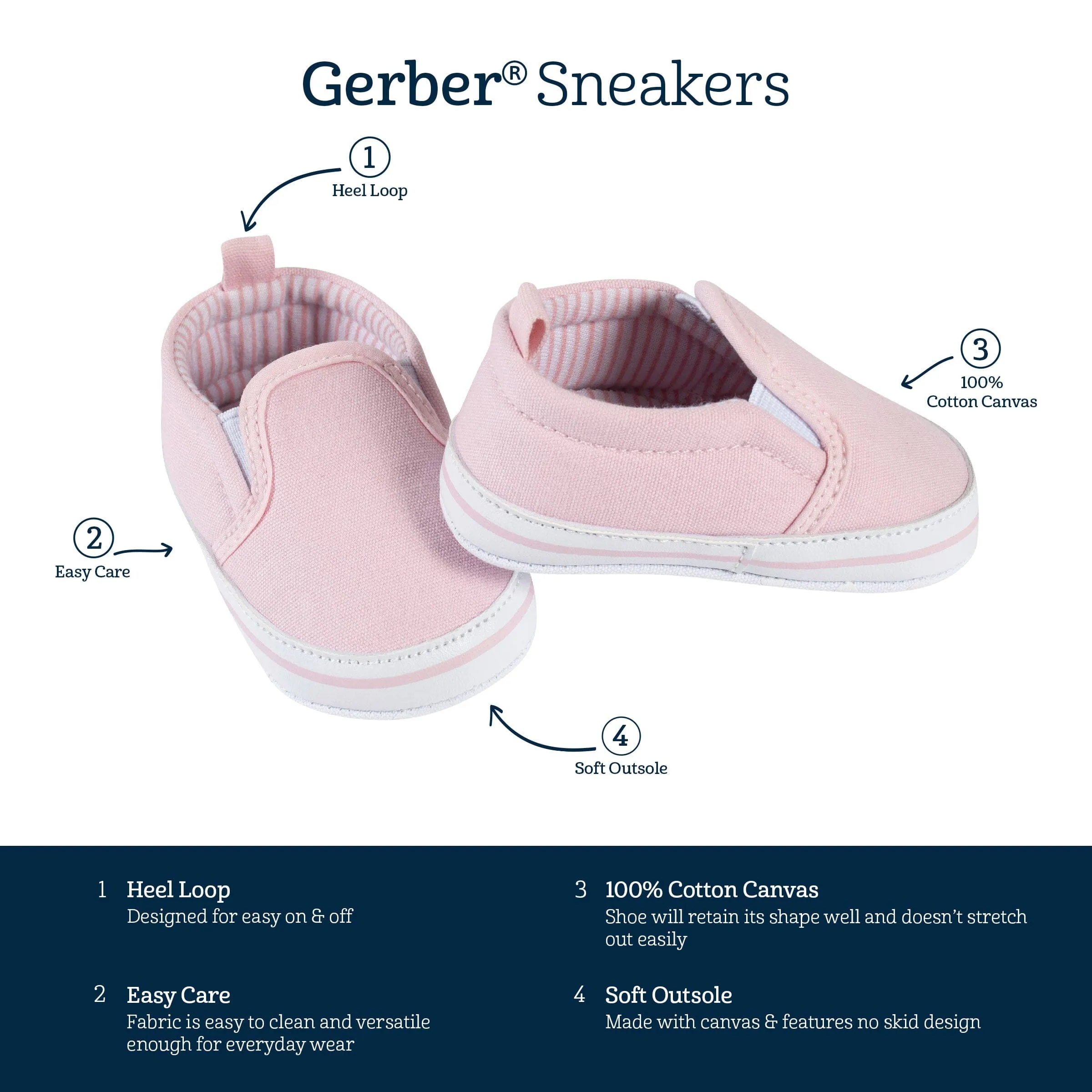 Baby Girls Pink Slip-On Sneaker Gerber Childrenswea