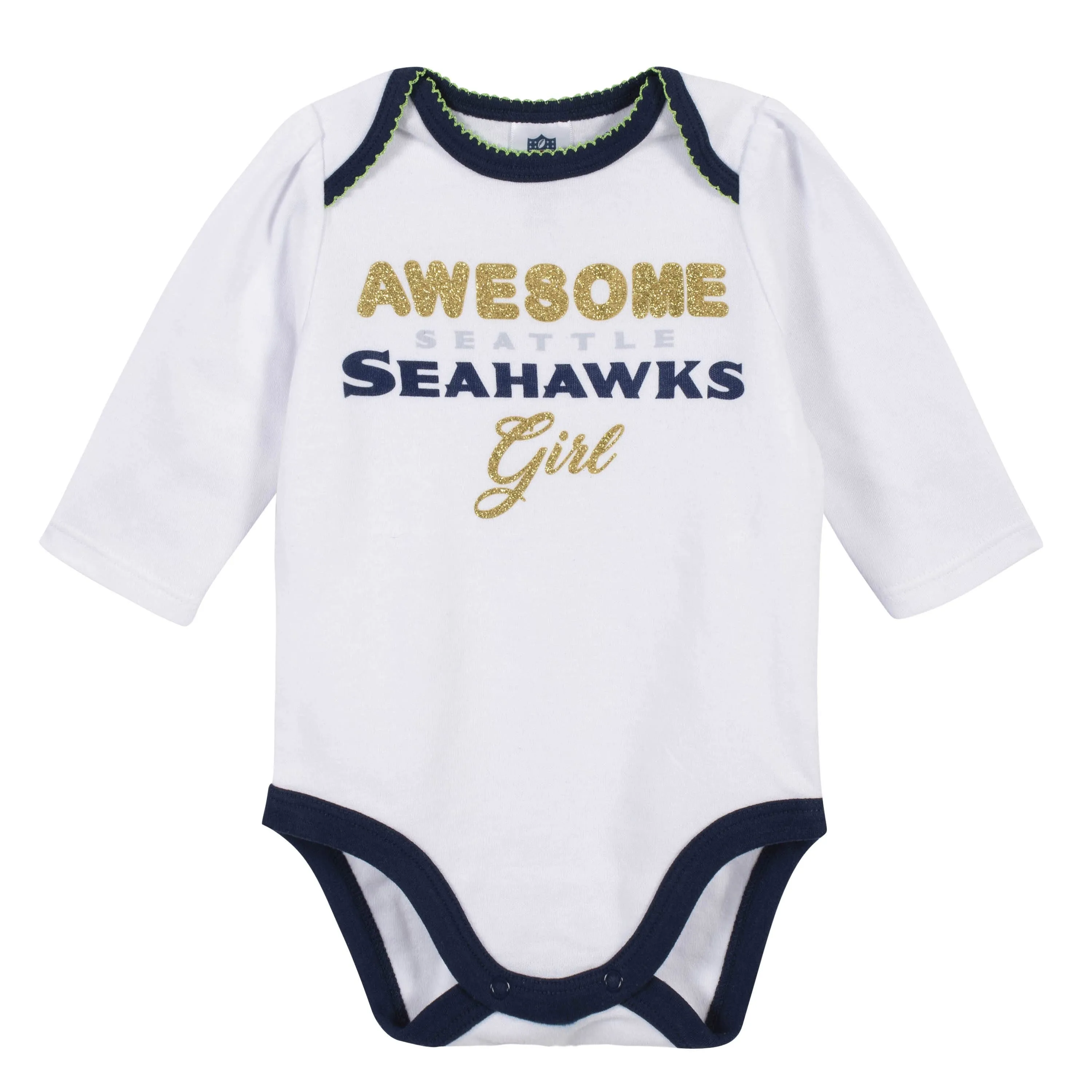 Baby Girls Seattle Seahawks 3-Piece Bodysuit, Footed Pant, and Cap Set Gerber Childrenswea