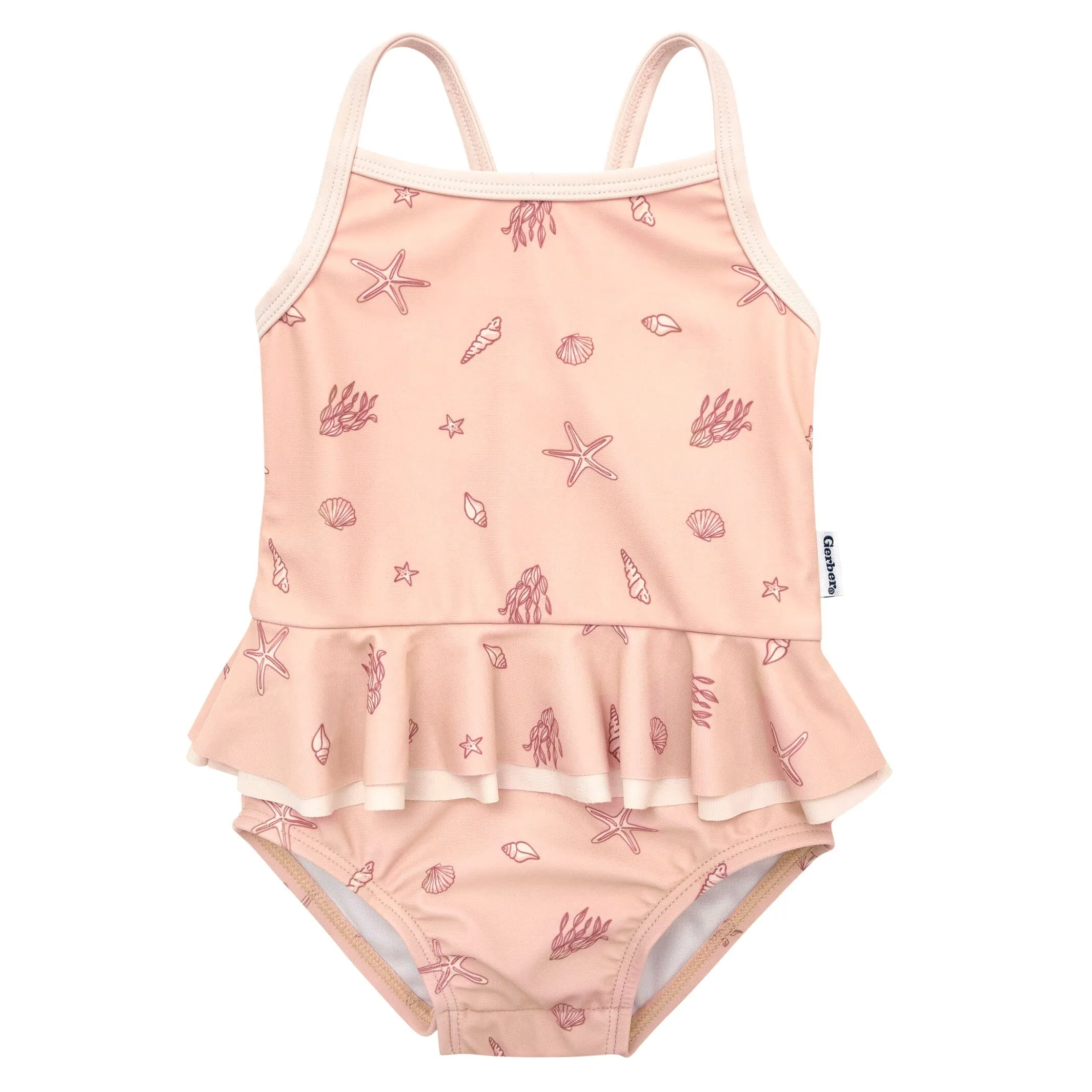 Baby Girls UPF 50  Seashells One-Piece Swimsuit Gerber Childrenswea