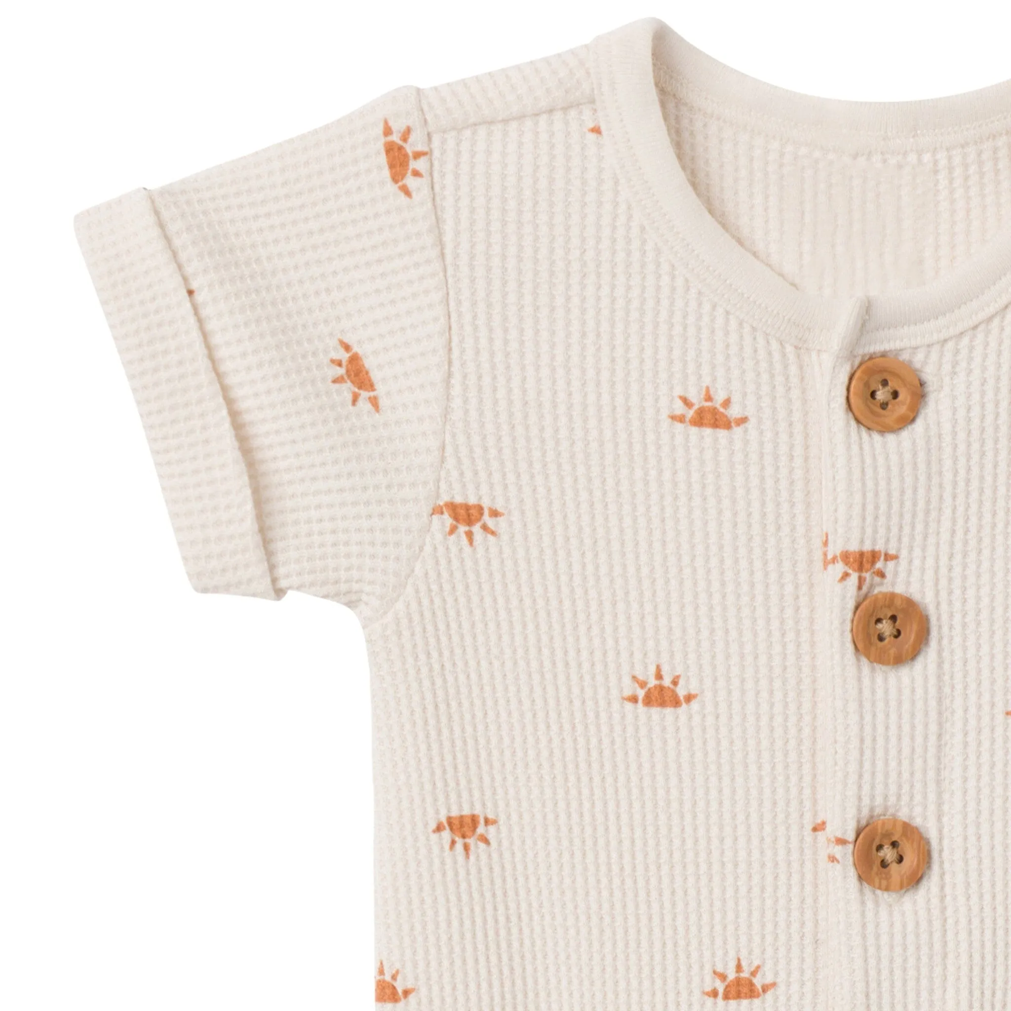 Baby Neutral Beige Suns Short Sleeve Long Leg Romper Gerber Childrenswea