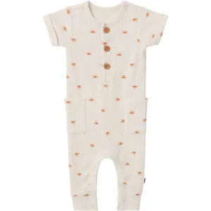 Baby Neutral Beige Suns Short Sleeve Long Leg Romper Gerber Childrenswea