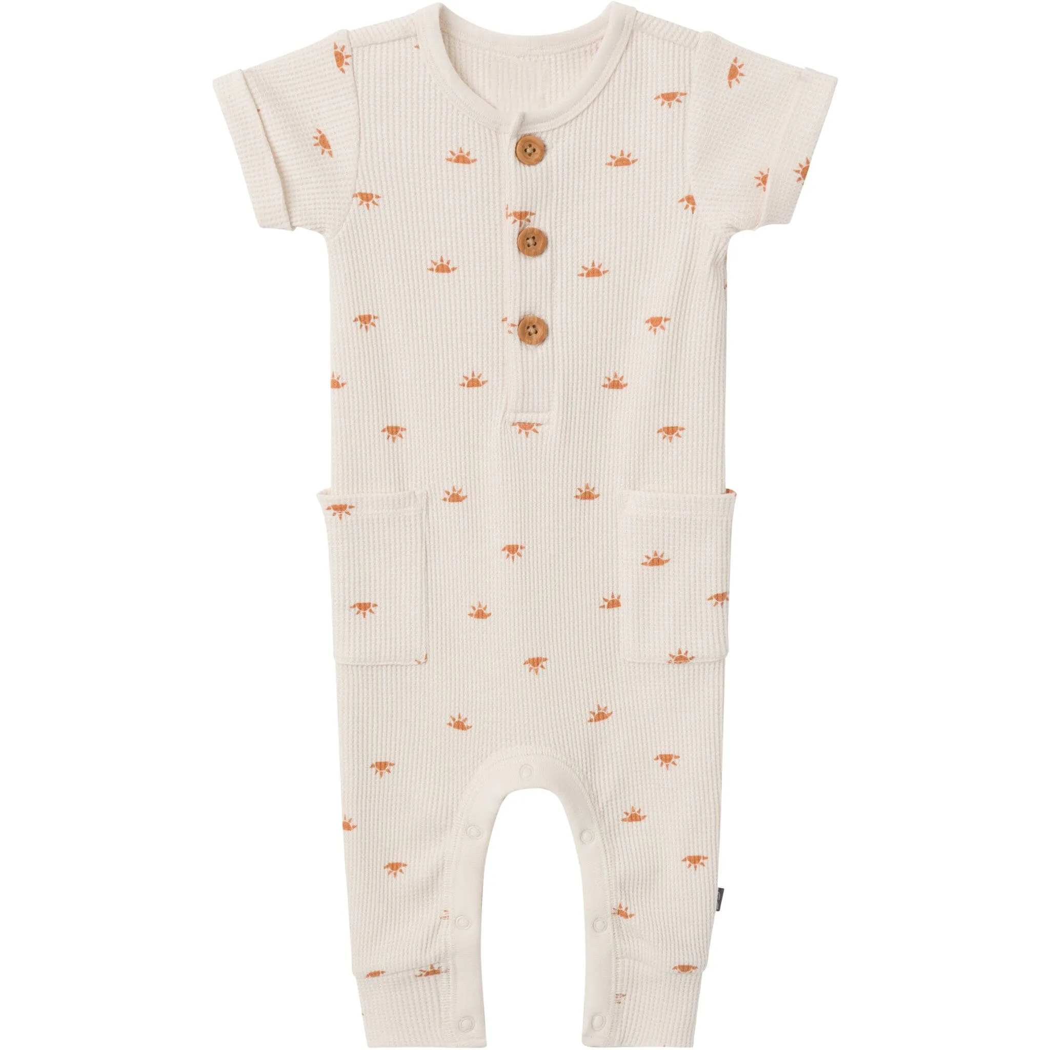 Baby Neutral Beige Suns Short Sleeve Long Leg Romper Gerber Childrenswea