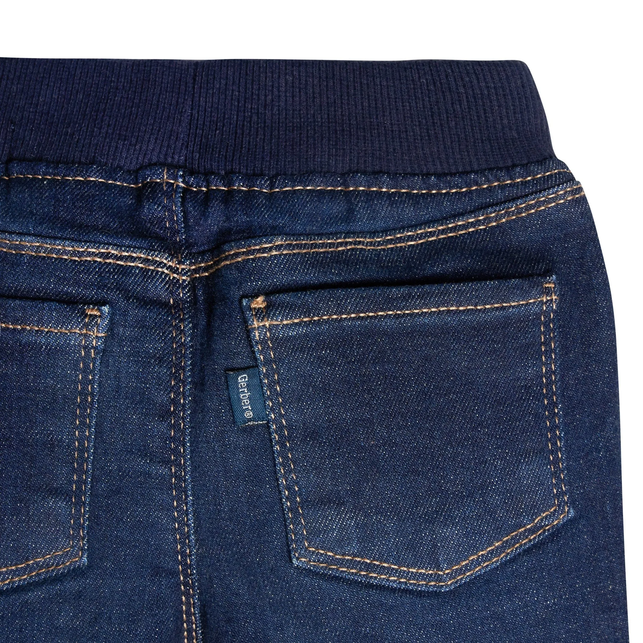 Baby Neutral Dark Blue Rib Waist Skinny Denim Jeans Gerber Childrenswea