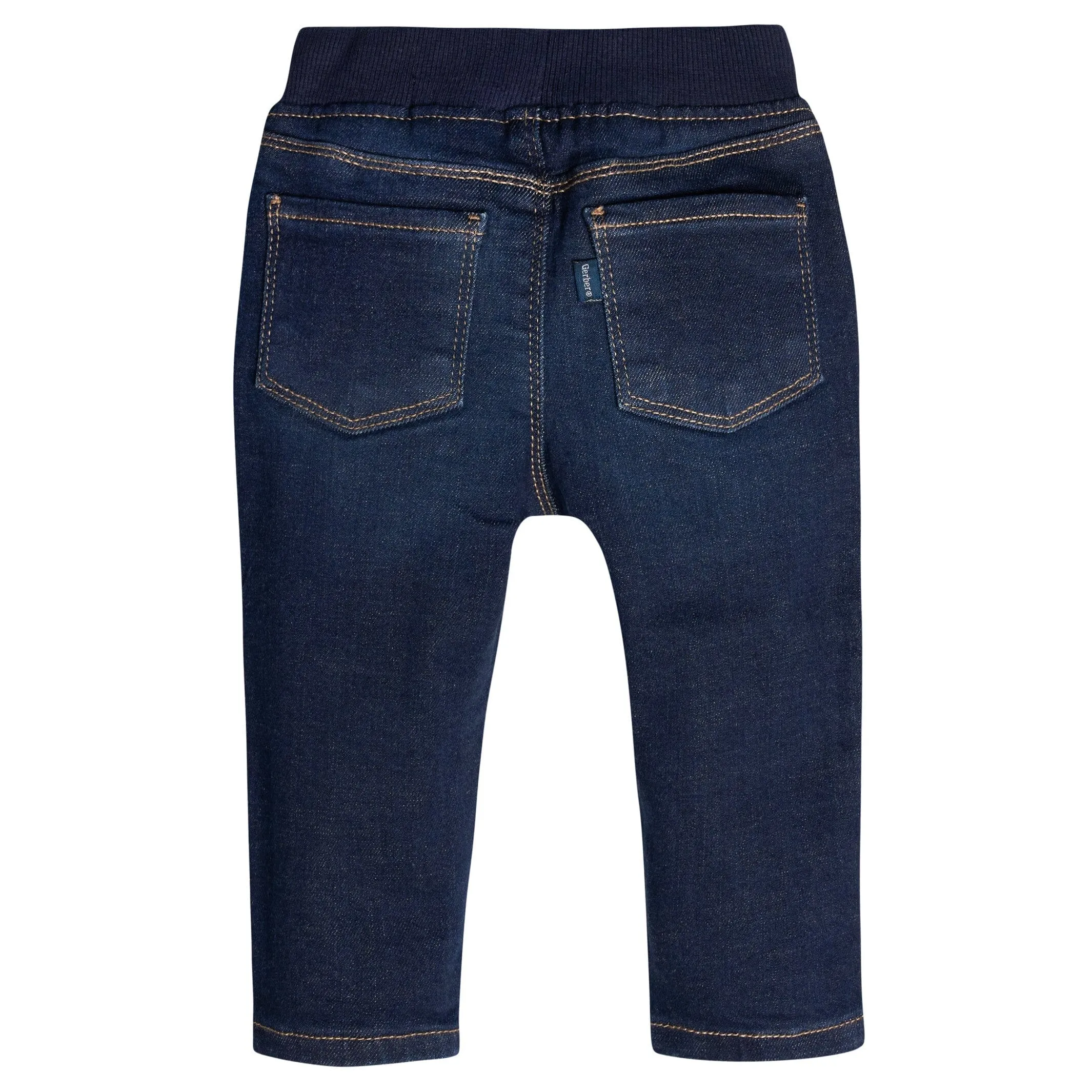 Baby Neutral Dark Blue Rib Waist Skinny Denim Jeans Gerber Childrenswea