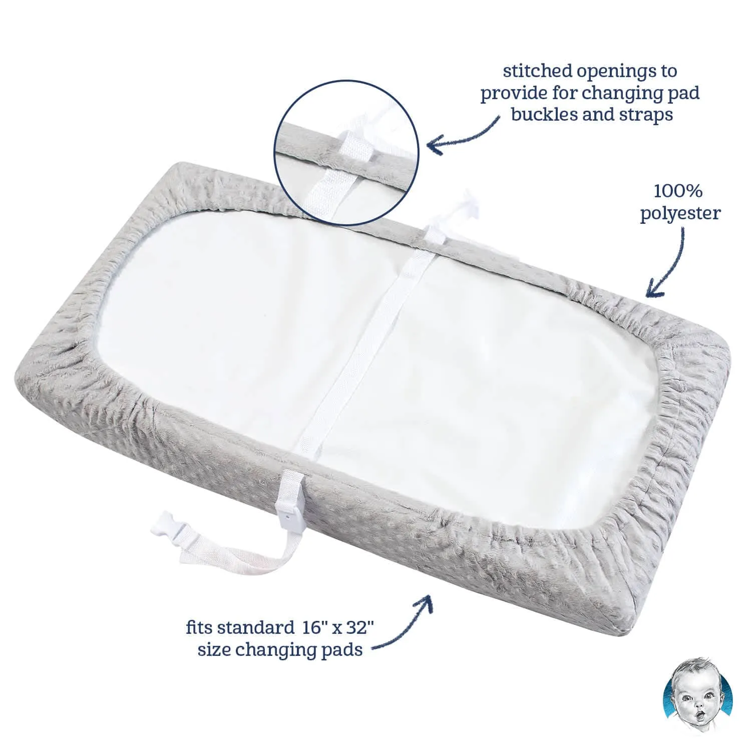 Baby Neutral Grey Dotted Changing Pad Cover Gerber Childrenswea