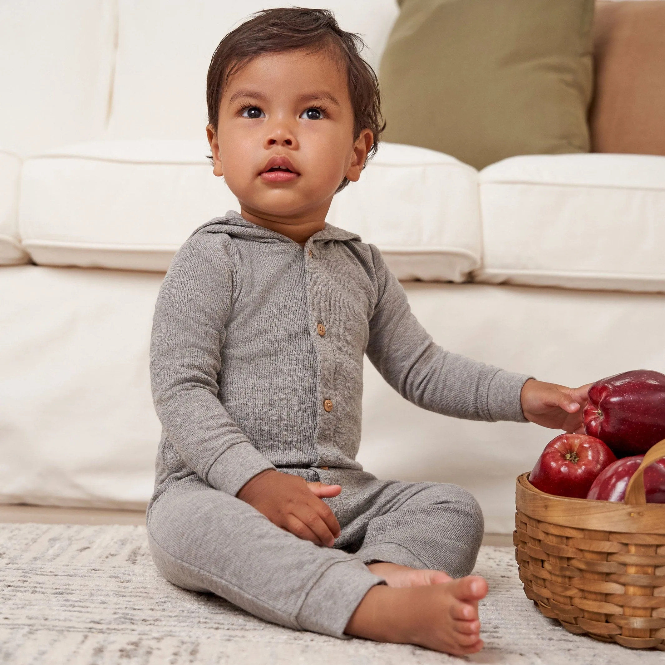 Baby Neutral Grey Heather Hooded Romper Gerber Childrenswea