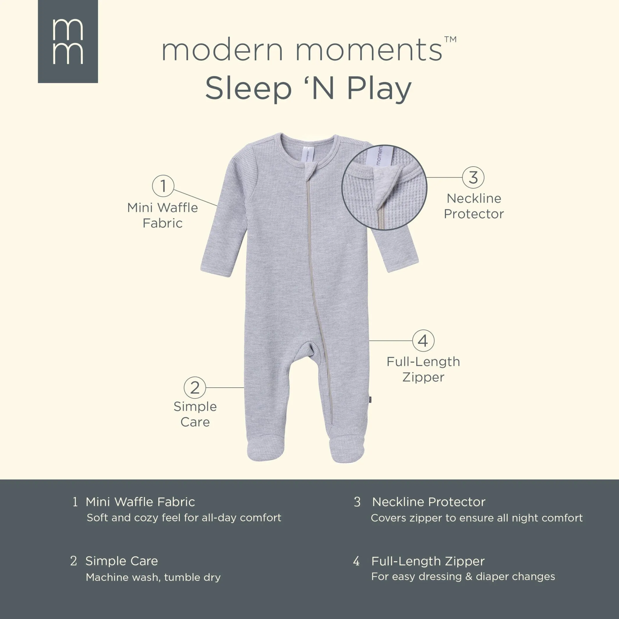 Baby Neutral Grey Heather Waffle Sleep 'N Play Gerber Childrenswea