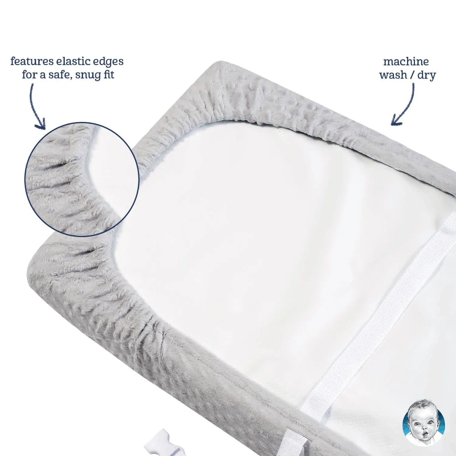 Baby Neutral Light Grey Dotted Changing Pad Cover Gerber Childrenswea