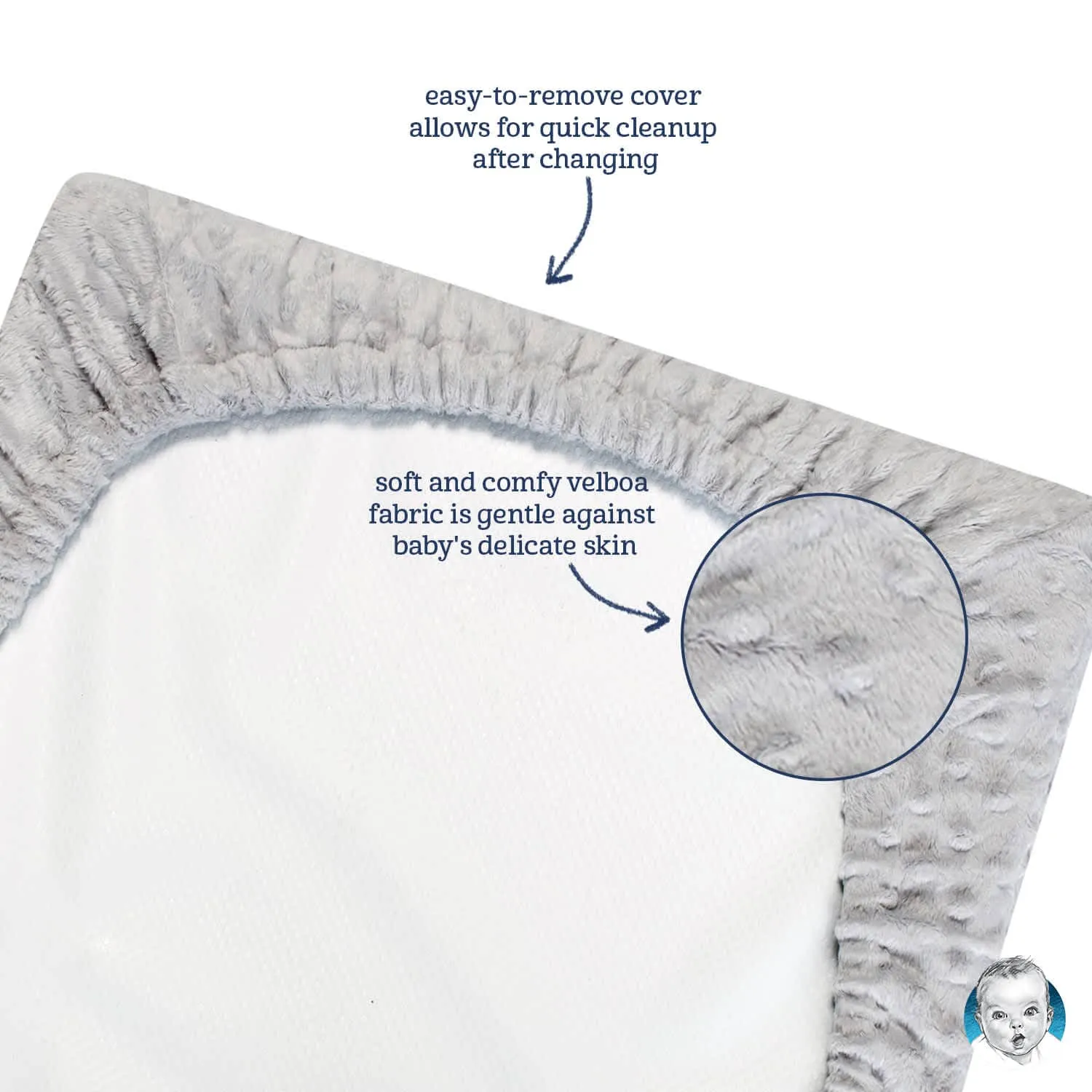 Baby Neutral Light Grey Dotted Changing Pad Cover Gerber Childrenswea