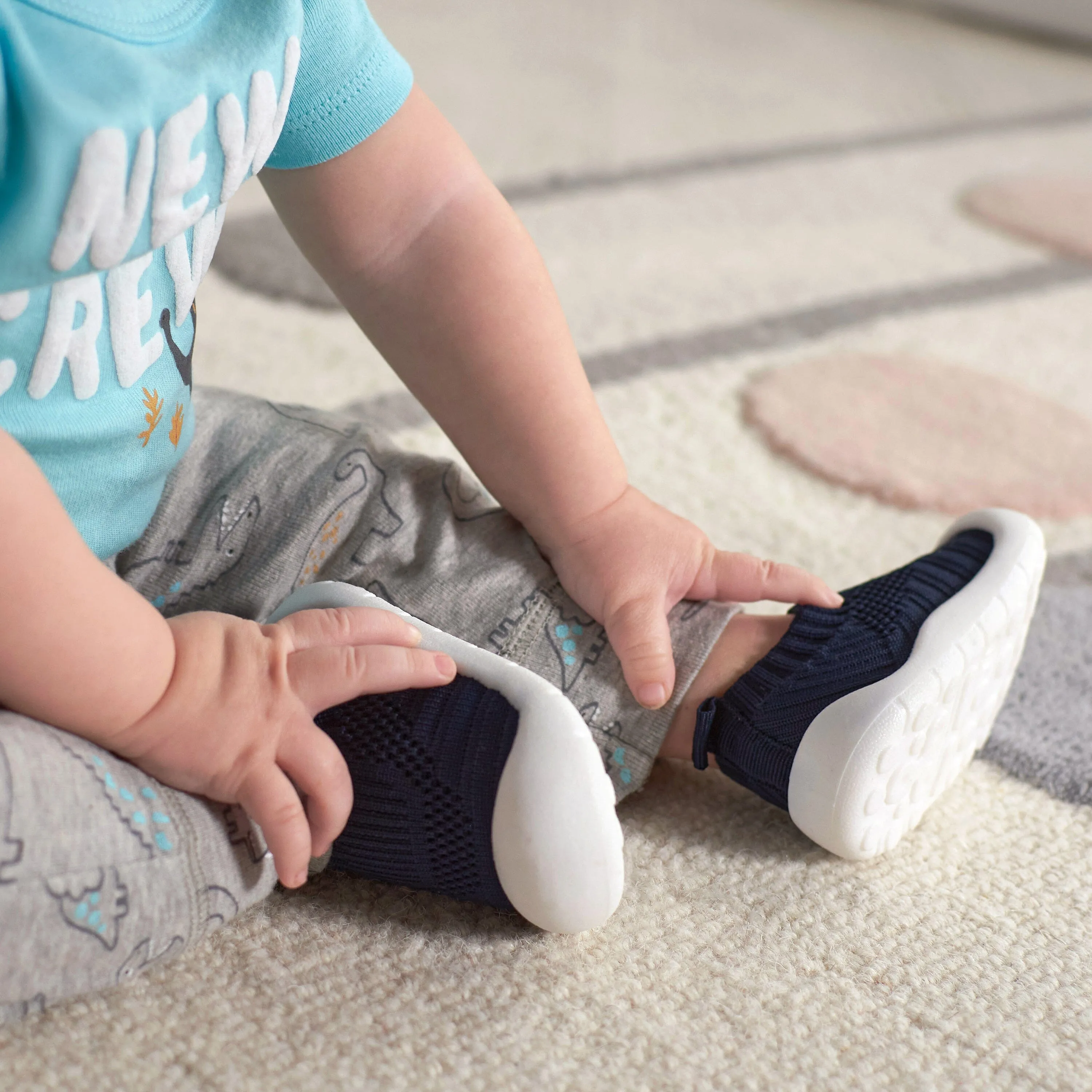 Baby Neutral Navy Stretchy Knit Slip-On Sneaker Gerber Childrenswea