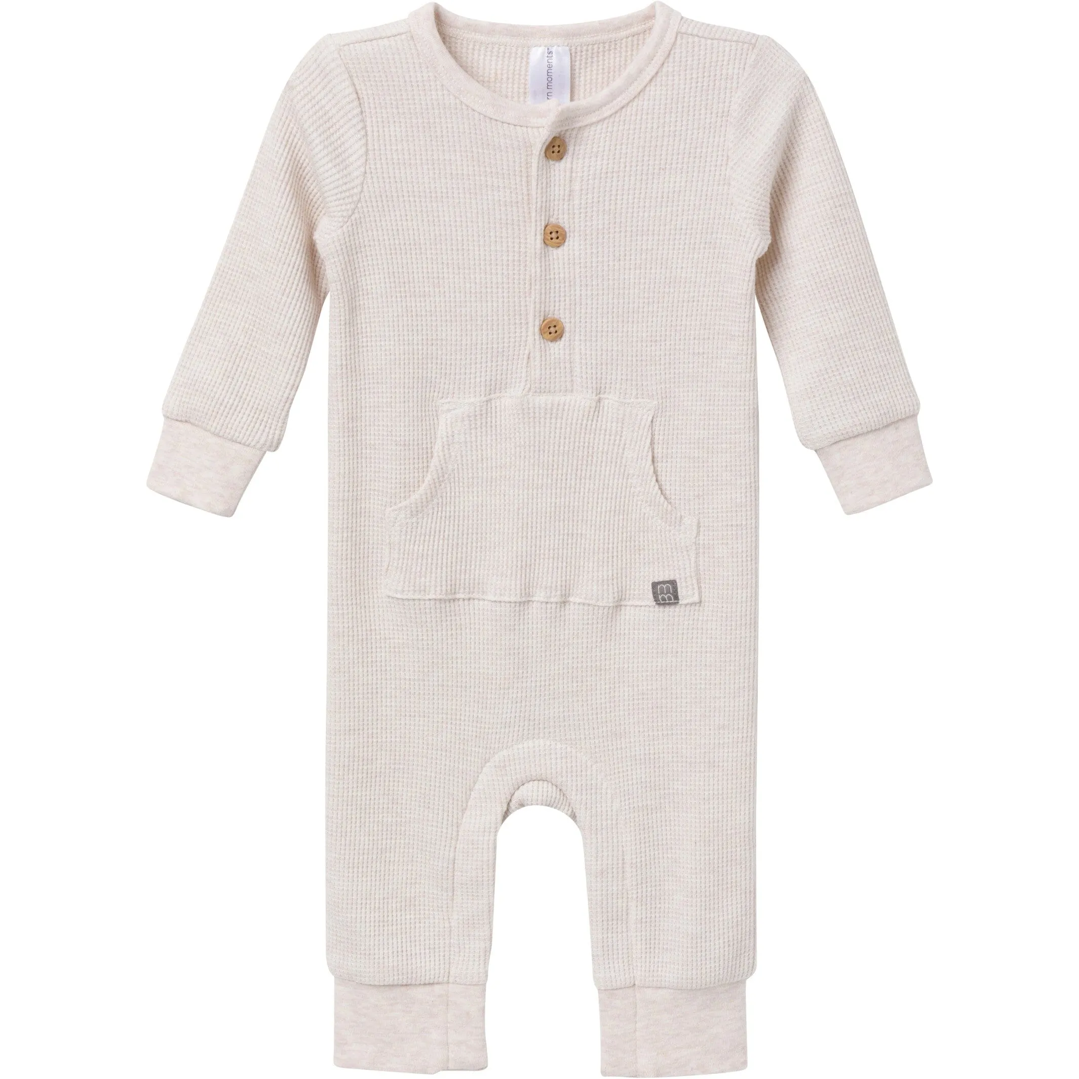 Baby Neutral Oatmeal Heather Kangaroo Pocket Waffle Romper Gerber Childrenswea