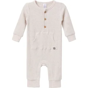 Baby Neutral Oatmeal Heather Kangaroo Pocket Waffle Romper Gerber Childrenswea