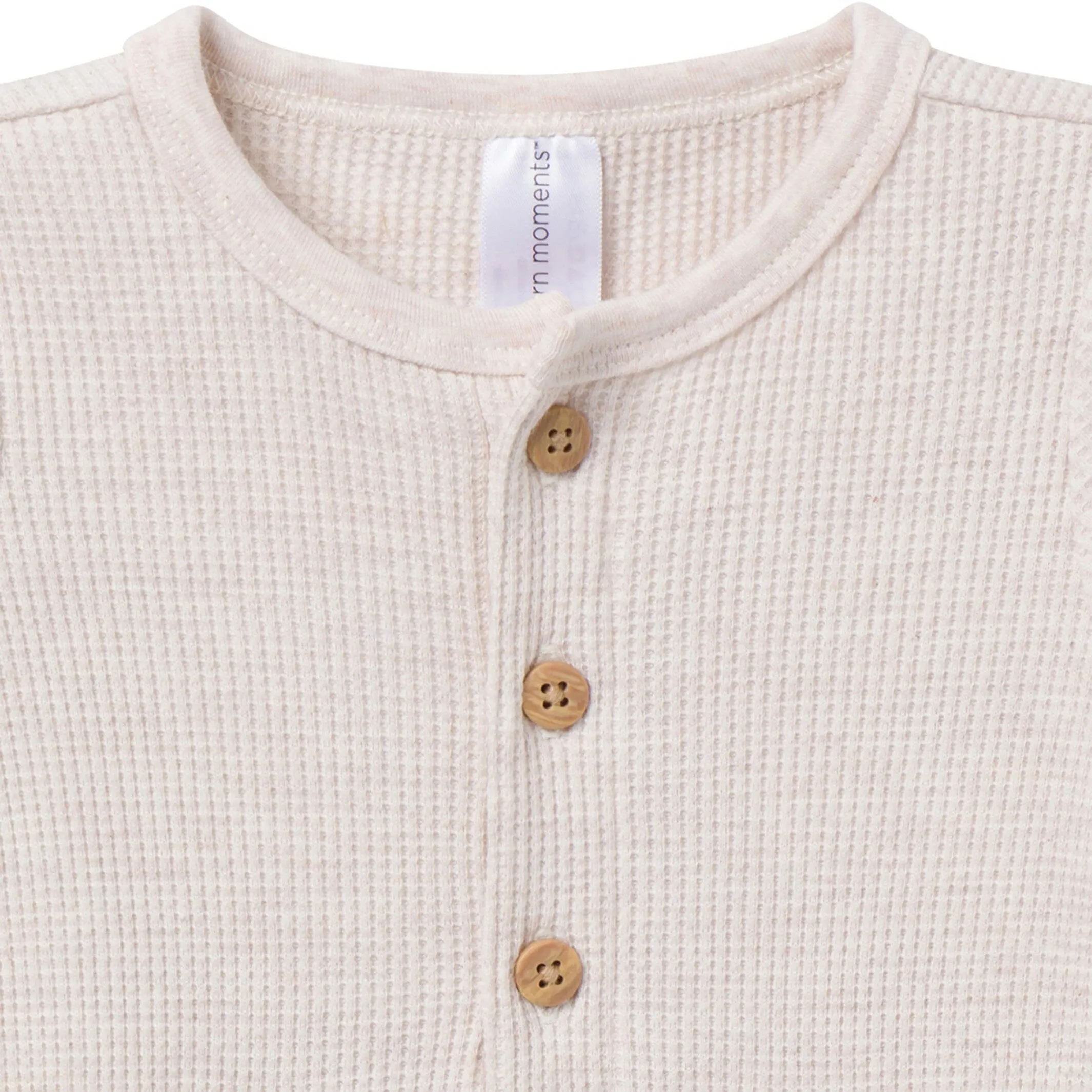 Baby Neutral Oatmeal Heather Kangaroo Pocket Waffle Romper Gerber Childrenswea