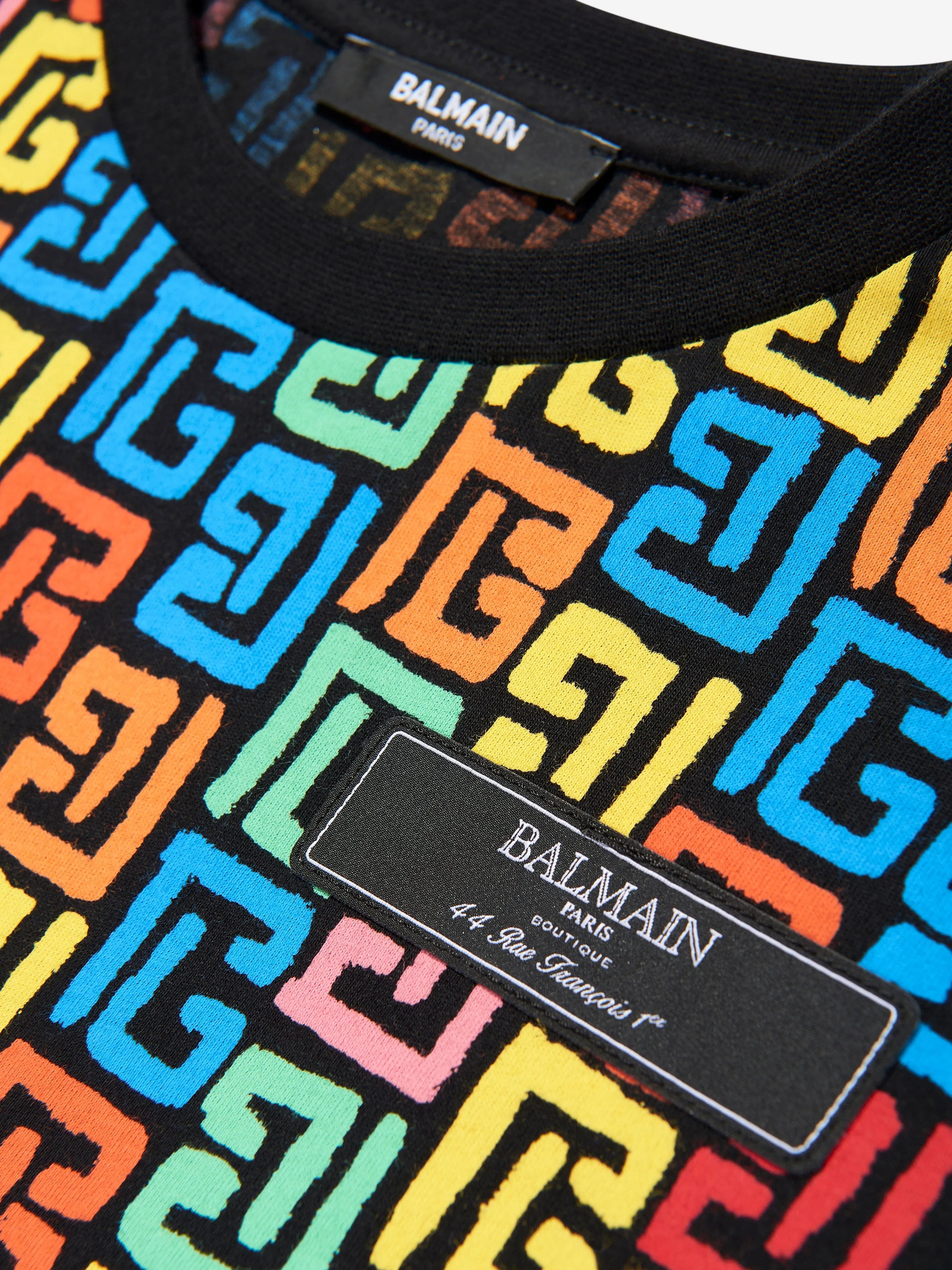 Balmain Kids Monogram Logo T-Shirt in Multicolour