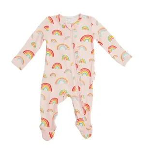 Bamboo Ruffle Footie - Pink Rainbows | Angel Dear