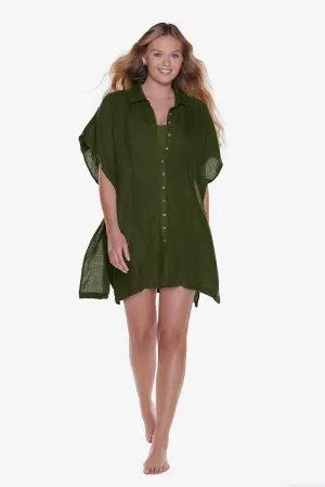 Beach Shirt Cover Up in Jungle