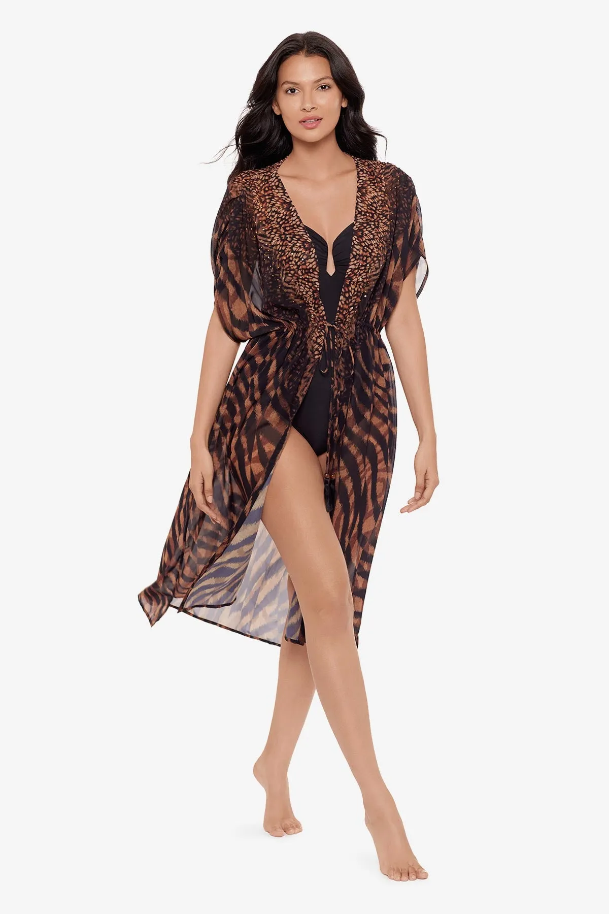 Beaded Kimono Cover Up in Raya De Safari
