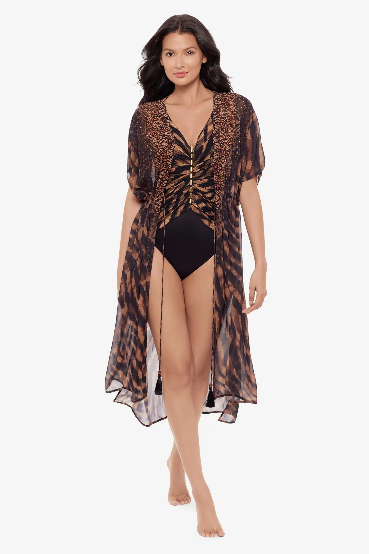 Beaded Kimono Cover Up in Raya De Safari