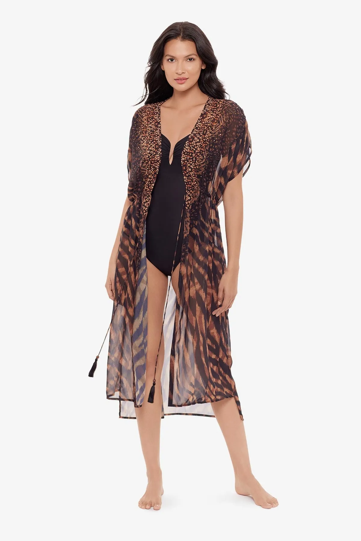 Beaded Kimono Cover Up in Raya De Safari