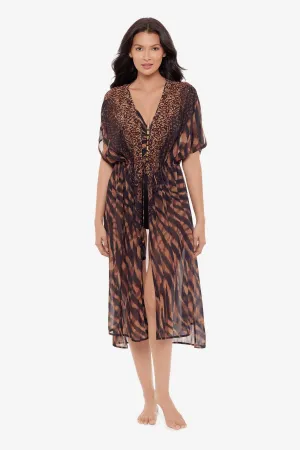 Beaded Kimono Cover Up in Raya De Safari