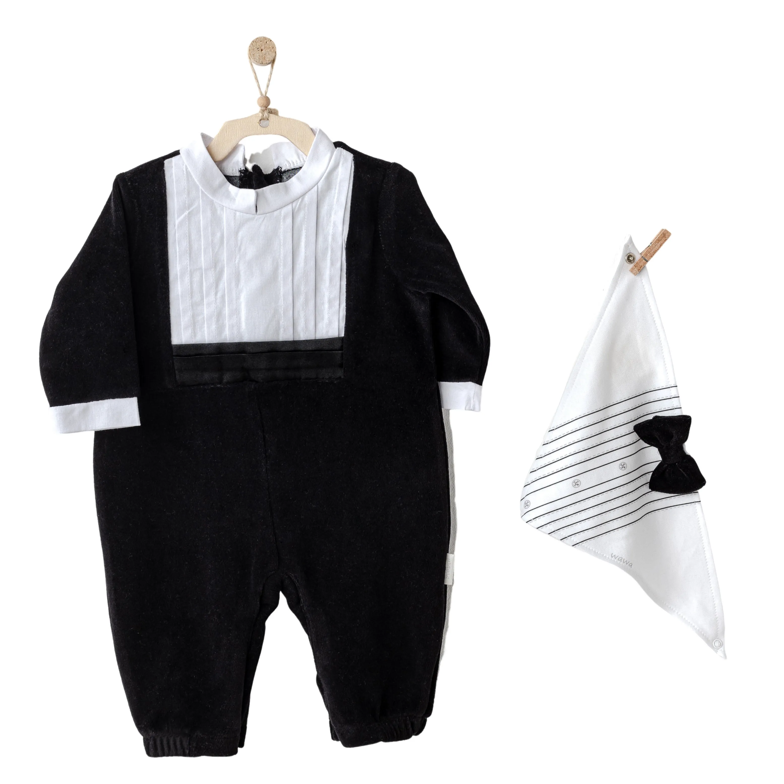 Black Holiday Velvet Romper & Bib