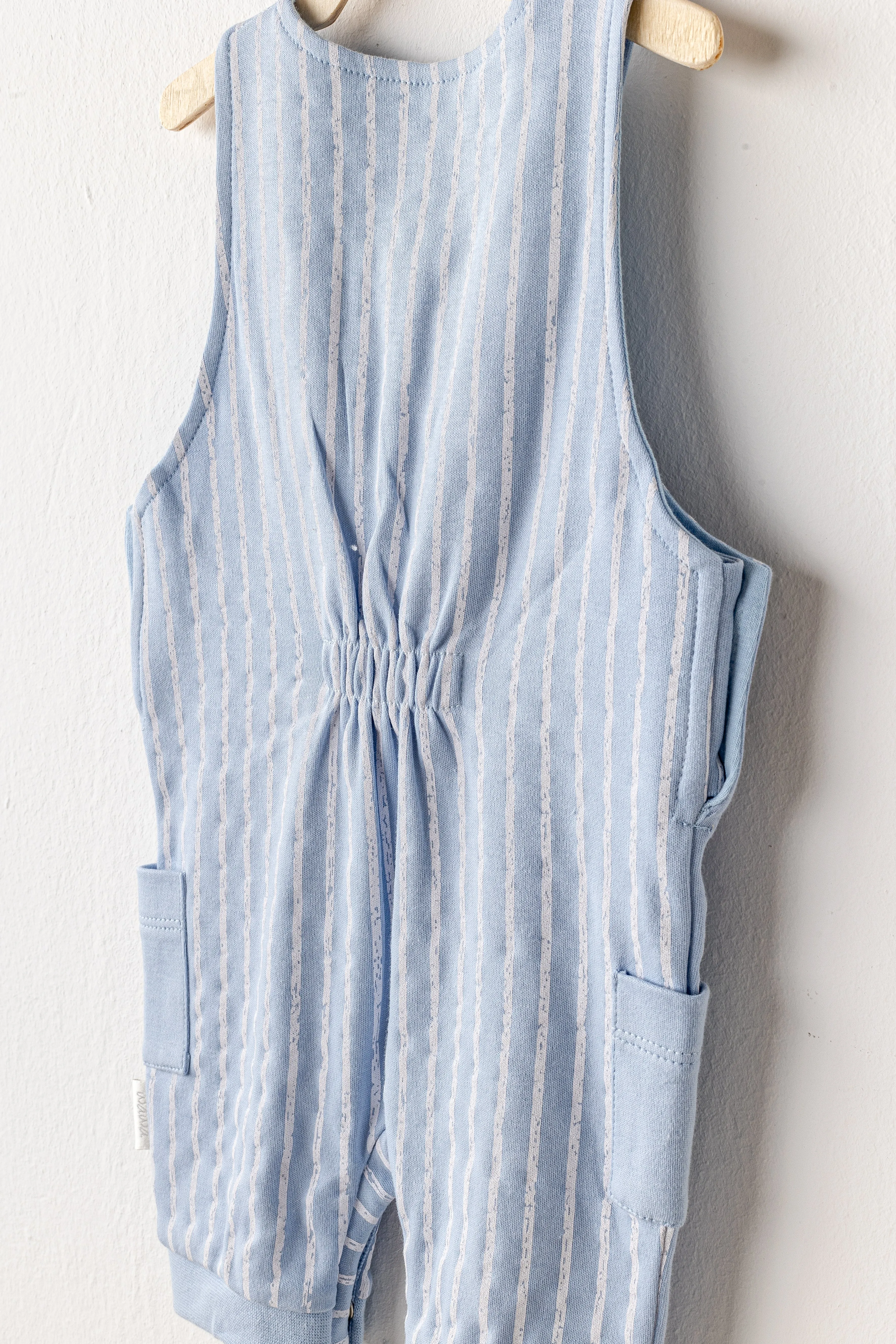 Blue Striped Dinosaur Jumpsuit Set