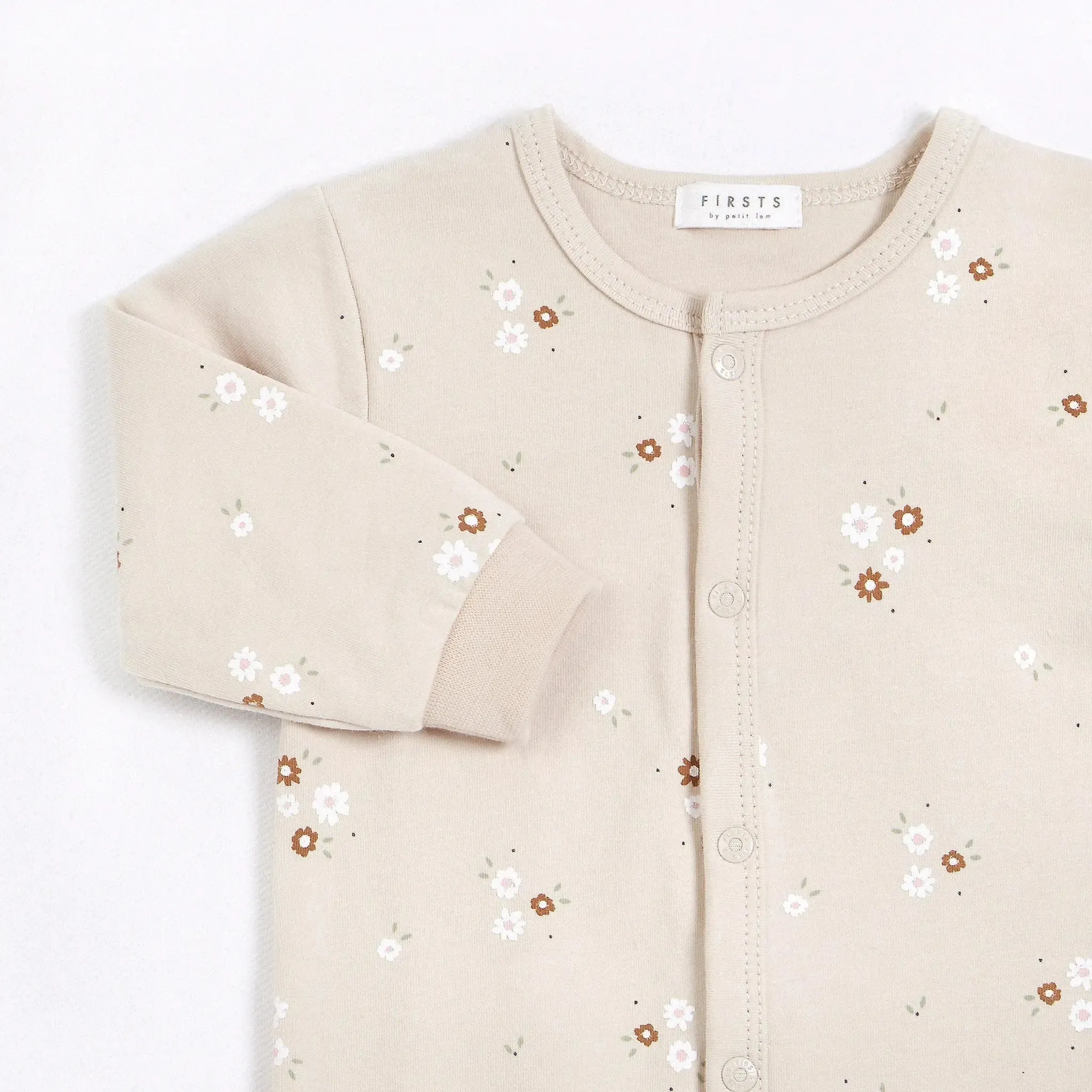 Bouquet Print on Beige Sleeper | Petit Lem