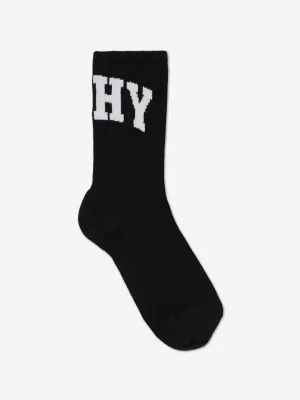 Boys Jacquard Logo Socks in Black
