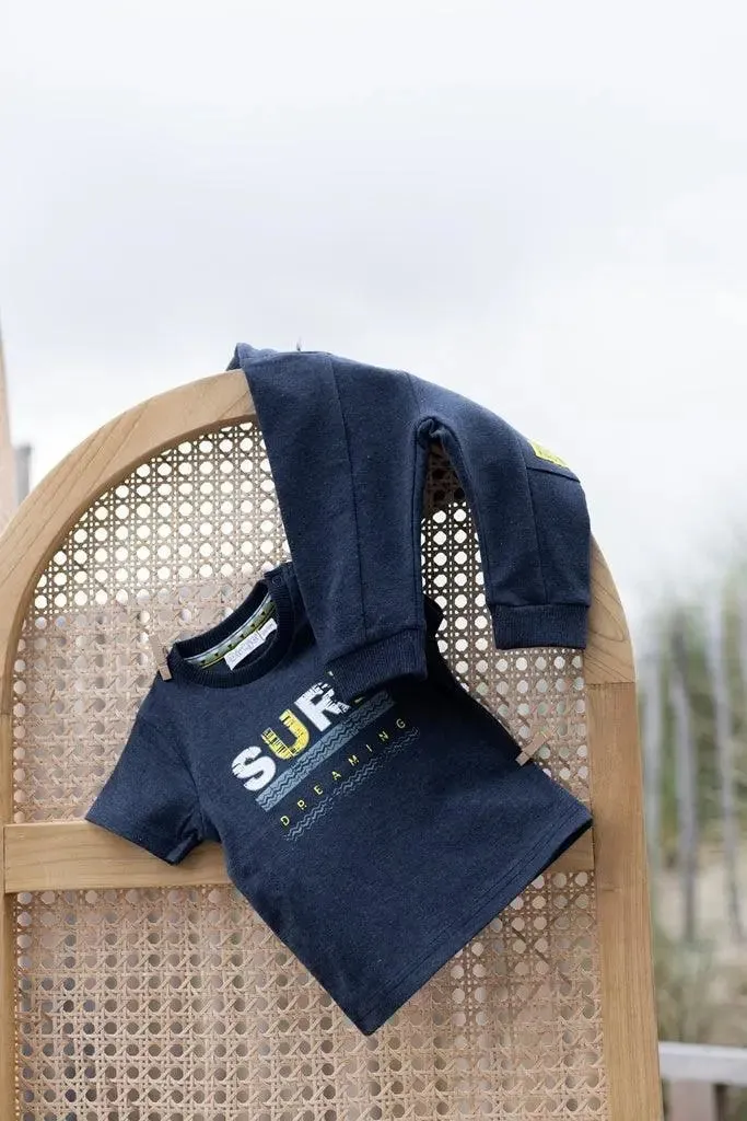 Boys T-shirt Blue Melange Surf | Dirkje
