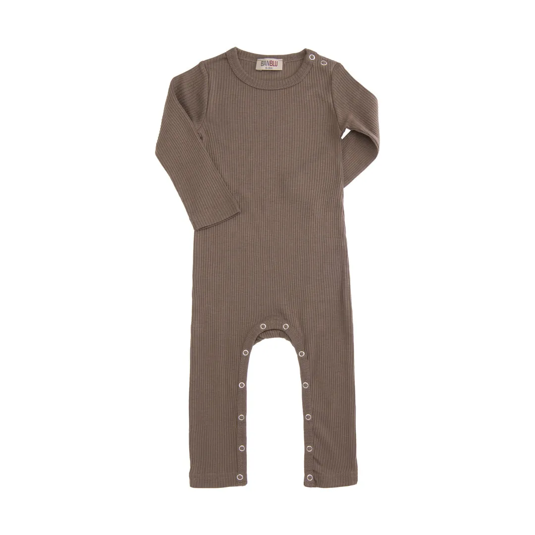 Brown Khaki LS Modal Romper