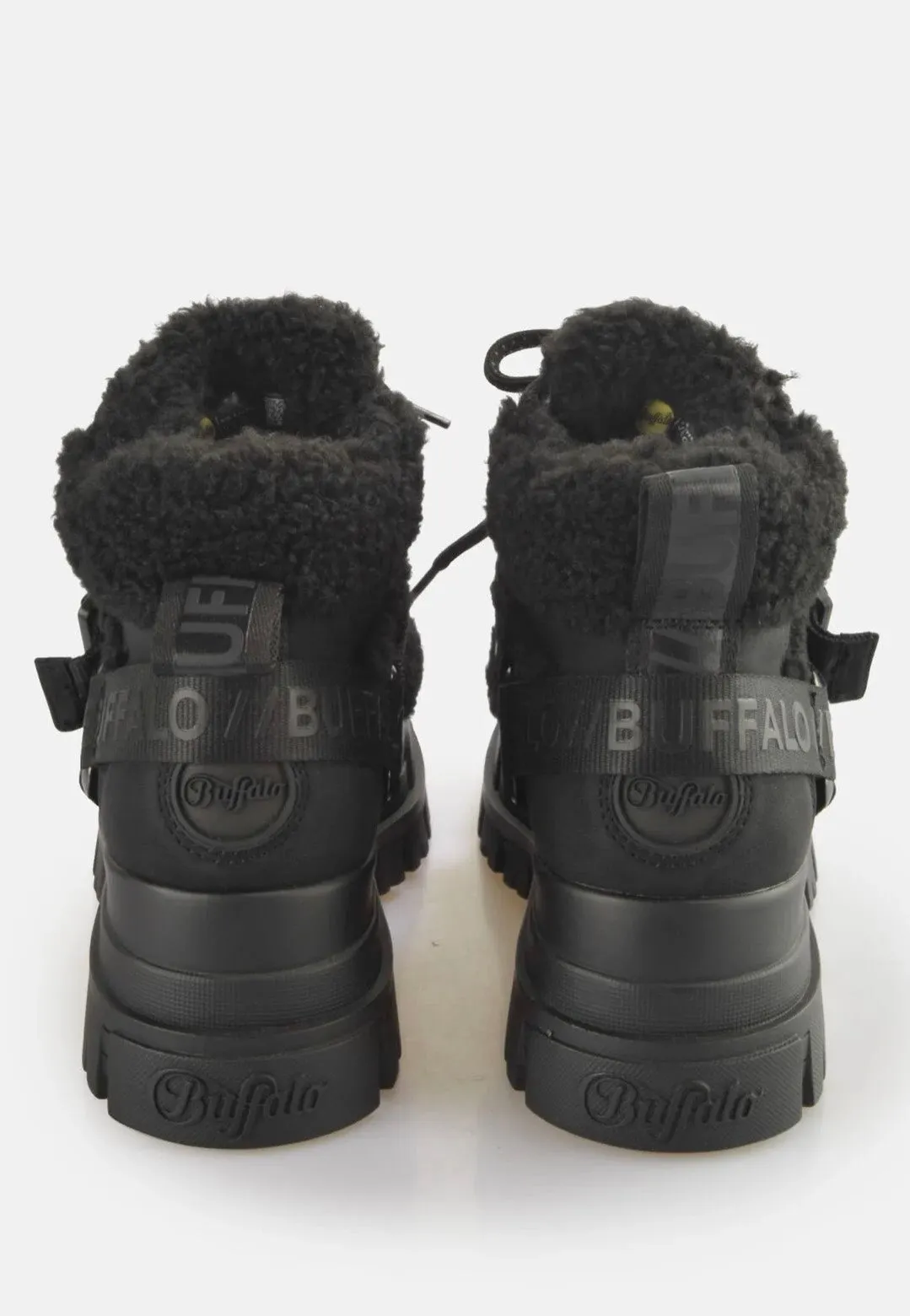 Buffalo - Aspha Com Mid Warm Vegan Nubuck/Fur Black - Girl Shoes