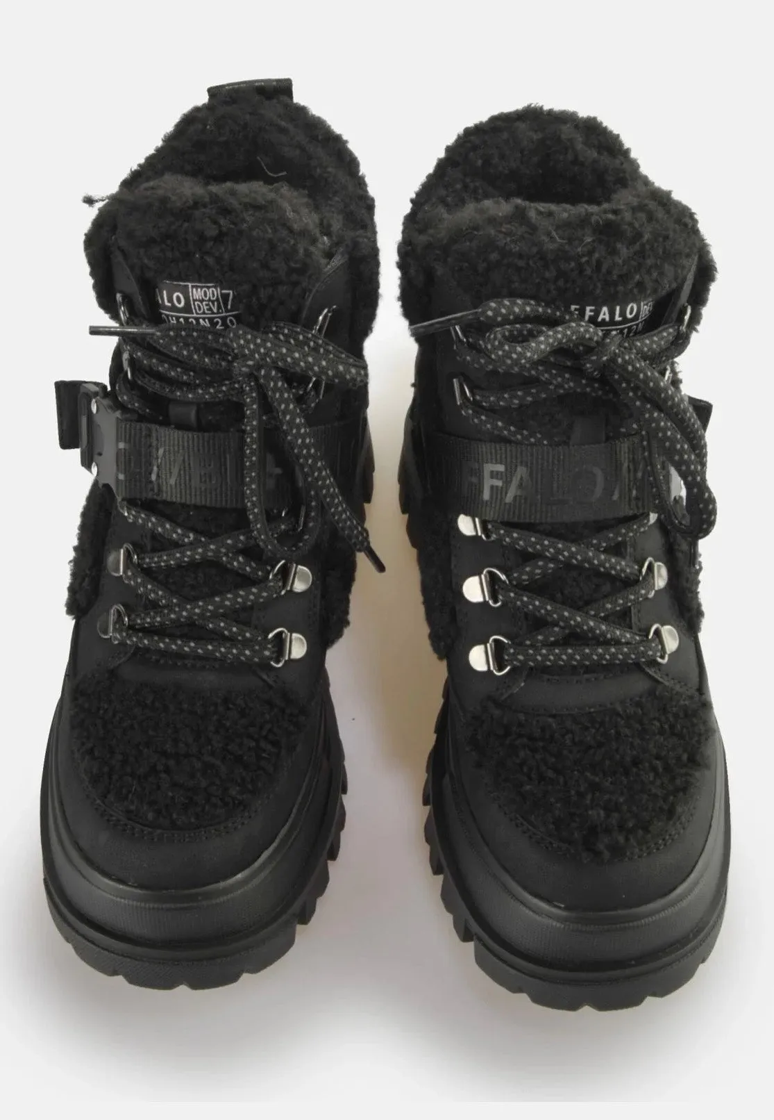 Buffalo - Aspha Com Mid Warm Vegan Nubuck/Fur Black - Girl Shoes
