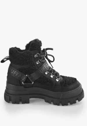 Buffalo - Aspha Com Mid Warm Vegan Nubuck/Fur Black - Girl Shoes