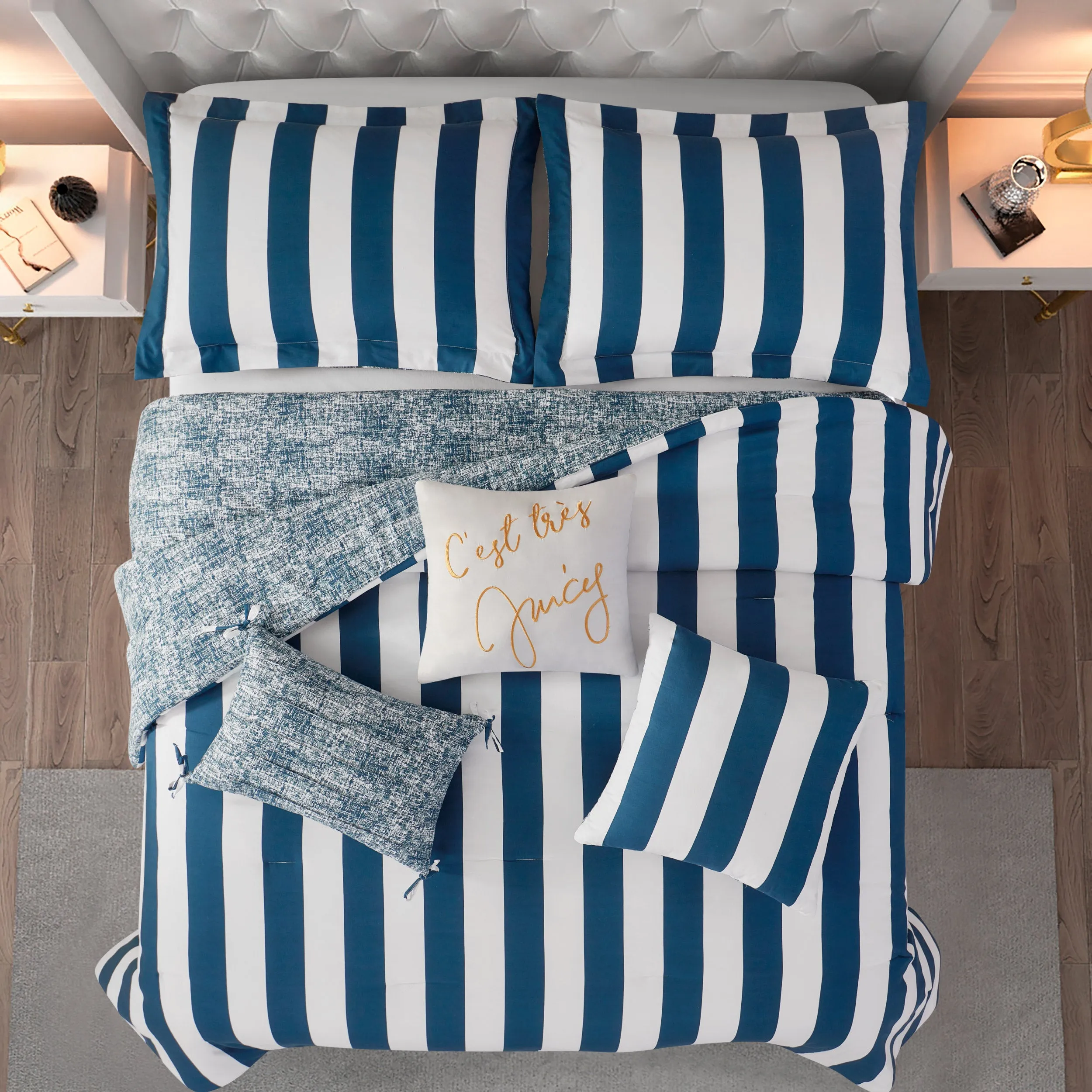Cabana Striped Reversible Comforter Set Juicy Couture