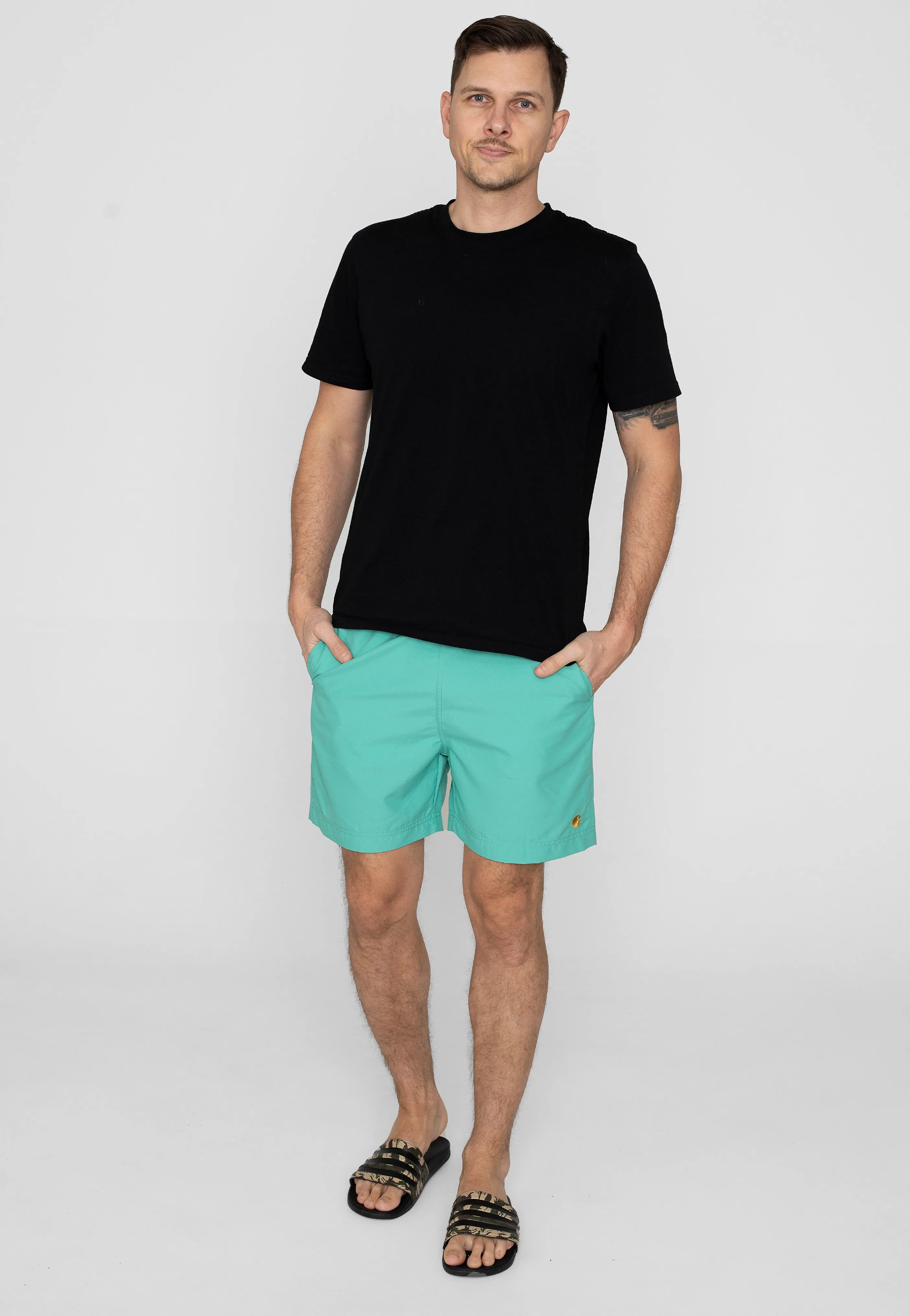 Carhartt WIP - Chase Aqua Green/Gold - Board Shorts