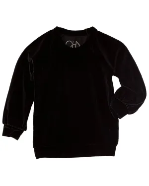 Chaser Stretch Velvet Blouson Sleeve Raglan Pullover