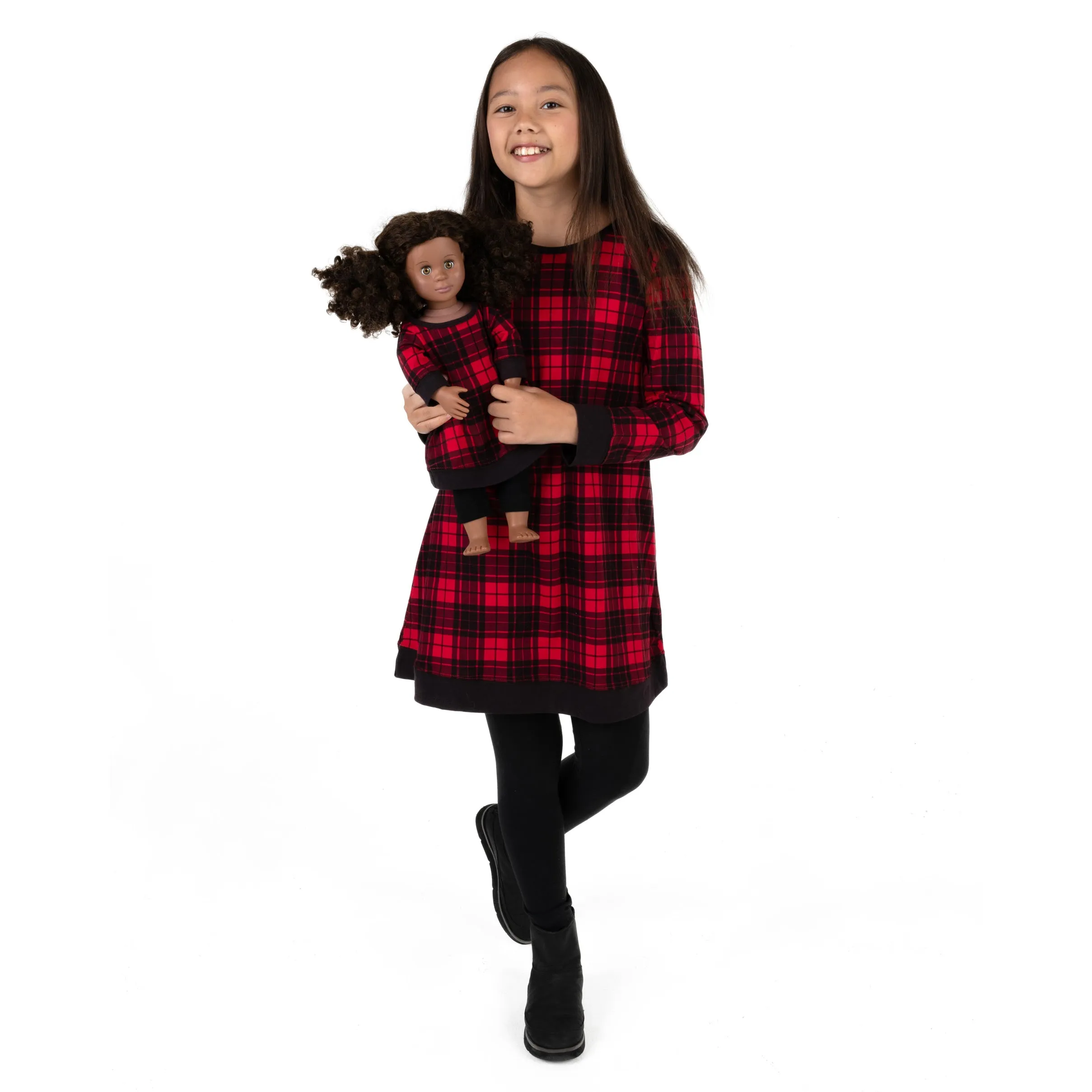 Christmas Girls and Matching Doll Cotton Dress Plaid
