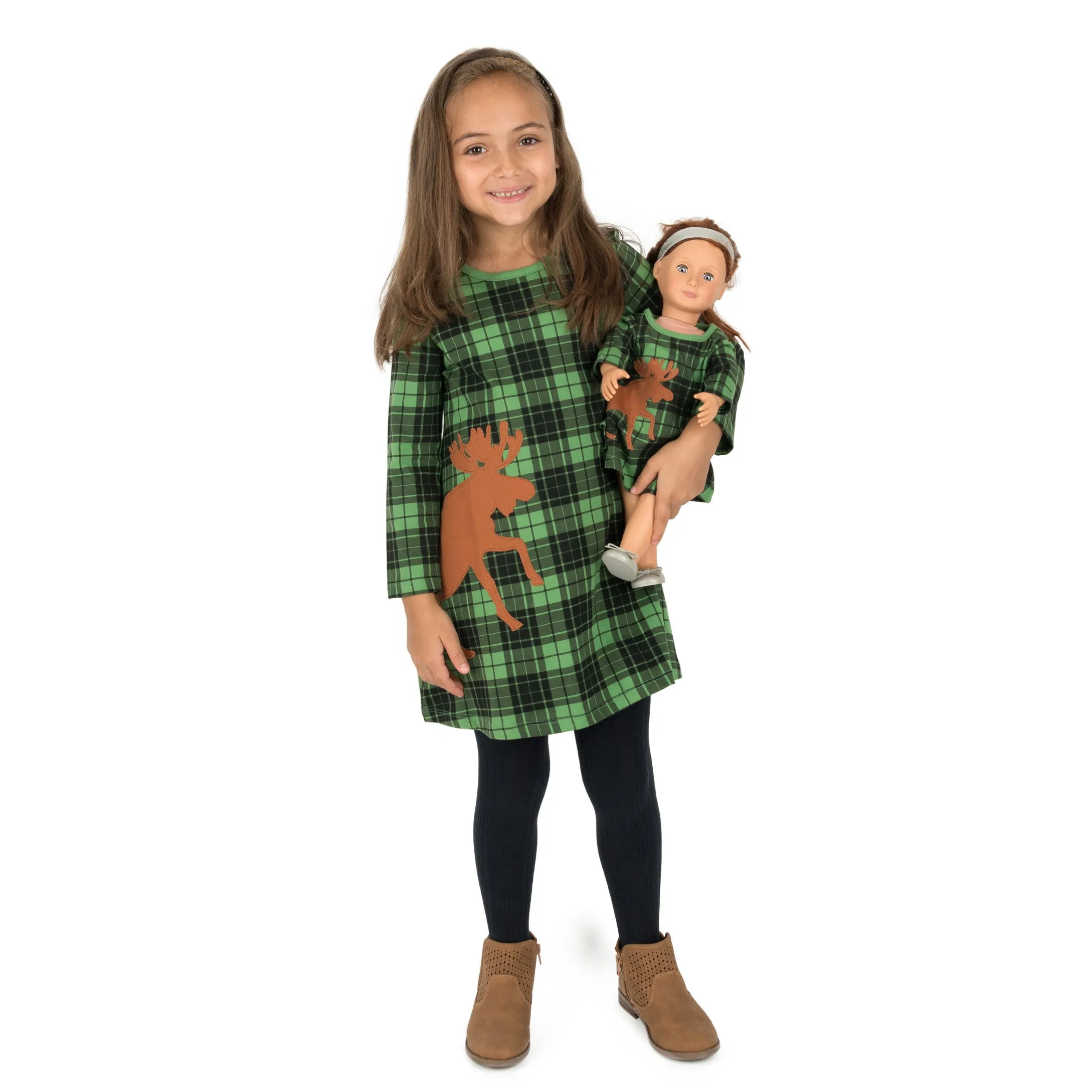 Christmas Girls and Matching Doll Cotton Dress Plaid